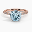 Rose Gold Aquamarine Petite Shared Prong Diamond Ring (1/4 ct. tw.)