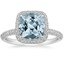 Aquamarine Valencia Halo Diamond Ring (1/2 ct. tw.) in Platinum