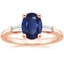 14KR Sapphire Tapered Baguette Three Stone Diamond Ring, smalltop view