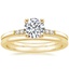 18K Yellow Gold Bettina Diamond Ring with Petite Comfort Fit Wedding Ring