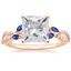 14KR Moissanite Luxe Willow Sapphire and Diamond Ring (1/8 ct. tw.), smalltop view