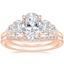 14K Rose Gold Oval Five Stone Diamond Ring (1 ct. tw.) with Petite Curved Diamond Ring (1/10 ct. tw.)
