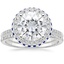 18KW Moissanite Audra Diamond Ring with Sapphire Accents (1/4 ct. tw.) with Whisper Diamond Ring (1/10 ct. tw.), smalltop view