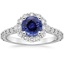 Sapphire Lotus Flower Diamond Ring with Side Stones (3/4 ct. tw.) in Platinum