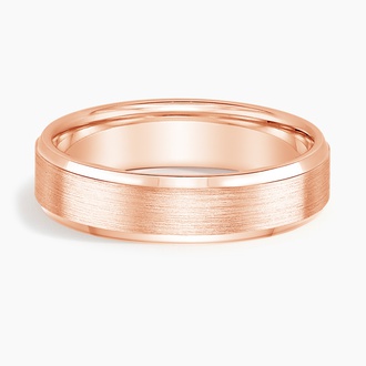 Beveled Edge Matte 5.5mm Wedding Ring in 14K Rose Gold