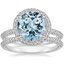 18KW Aquamarine Valencia Halo Diamond Bridal Set, smalltop view