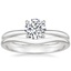 18K White Gold Freesia Ring with Petite Curved Wedding Ring