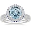 18KW Aquamarine Circa Diamond Ring with Sapphire Accents with Ballad Diamond Ring (1/6 ct. tw.), smalltop view