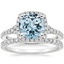 18KW Aquamarine Joy Diamond Ring (1/3 ct. tw.) with Bliss Diamond Ring (1/5 ct. tw.), smalltop view