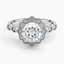 Moissanite Cadenza Halo Diamond Ring in Platinum