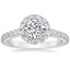 18K White Gold Sienna Halo Diamond Ring, smalltop view