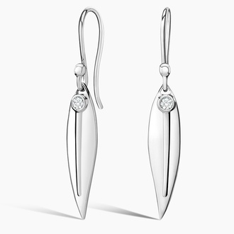 Eucalyptus Diamond Earrings in Silver
