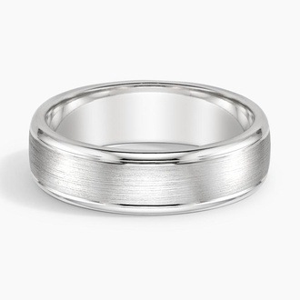 Beveled Edge Matte  with Grooves 6mm Wedding Ring in Platinum
