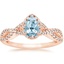Rose Gold Aquamarine Entwined Halo Diamond Ring (1/3 ct. tw.)