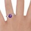18K White Gold Amethyst Willow Diamond Ring, smallzoomed in top view on a hand