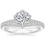 18K White Gold Flor Diamond Ring with Curved Diamond Ring (1/6 ct. tw.)