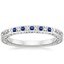 Delicate Antique Scroll Sapphire and Diamond Ring in Platinum