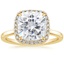 18KY Moissanite Vienna Halo Diamond Ring, smalltop view