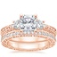14K Rose Gold Antique Scroll Three Stone Trellis Diamond Ring (1/3 ct. tw.) with Delicate Antique Scroll Eternity Diamond Ring (2/5 ct. tw.)