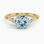Yellow Gold Aquamarine Perfect Fit Three Stone Diamond Ring