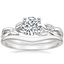 18K White Gold Budding Willow Ring with Petite Curved Wedding Ring