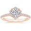 14K Rose Gold Flor Diamond Ring, smalltop view