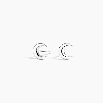 Moon Stud Earrings in Silver