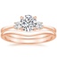 14K Rose Gold Selene Diamond Ring (1/10 ct. tw.) with Petite Curved Wedding Ring