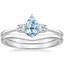 18KW Aquamarine Selene Diamond Ring (1/10 ct. tw.) with Petite Curved Wedding Ring, smalltop view