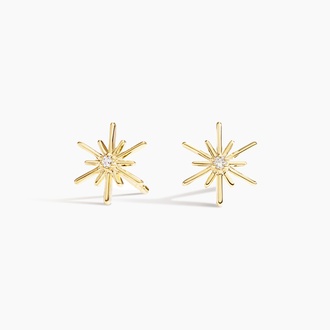 Sun Inspired Diamond and Gold Earrings