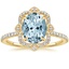 18KY Aquamarine Reina Diamond Ring, smalltop view