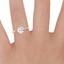 14K Rose Gold Freesia Ring, smallzoomed in top view on a hand