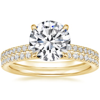 18K Yellow Gold Petite Demi Diamond Ring with Ballad Diamond Ring