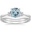 18KW Aquamarine Selene Diamond Ring (1/10 ct. tw.) with Petite Curved Wedding Ring, smalltop view