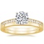18K Yellow Gold Starlight Diamond Ring with Petite Quattro Wedding Ring
