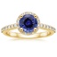 Yellow Gold Sapphire Halo Diamond Ring with Side Stones (1/3 ct. tw.)