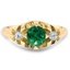 Custom Vintage Inspired Emerald and Diamond Three Stone Ring