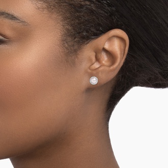 Rose Freshwater Cultured Pearl Halo Diamond Earrings (5mm) - Brilliant Earth