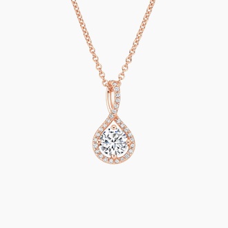 Diamond Pavé Twist Pendant in 14K Rose Gold