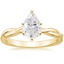 18KY Moissanite Twisted Vine Solitaire Ring, smalltop view