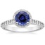 18KW Sapphire Halo Diamond Ring with Side Stones (1/3 ct. tw.), smalltop view