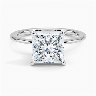 18K White Gold Petite Secret Halo Diamond Ring