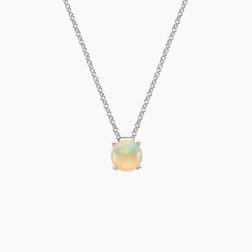 Floating Solitaire Opal Pendant - Silver