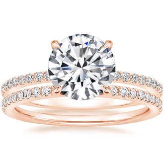 14K Rose Gold Demi Diamond Ring with Luxe Ballad Diamond Ring