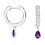 14K White Gold Luxe Amethyst and Diamond Drop Huggie Earrings, smalladditional view 1