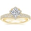 18K Yellow Gold Flor Diamond Ring with Curved Diamond Ring (1/6 ct. tw.)