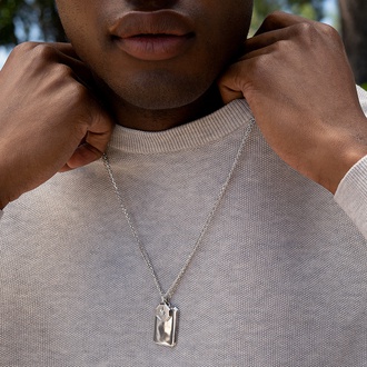 Homme Engravable Tag Pendant in Silver
