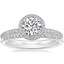 18K White Gold Valencia Halo Diamond Ring (1/2 ct. tw.) with Whisper Diamond Ring (1/10 ct. tw.)
