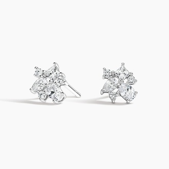 Mixed Shape Cluster Diamond Earrings
