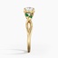18KY Moissanite Willow Ring With Lab Emerald Accents, smallside view
